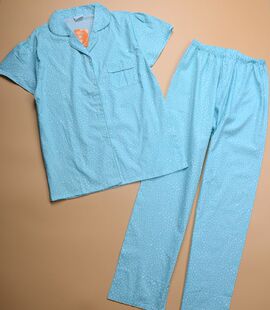 特惠　夏季　女　睡衣套装　薄棉纯棉　短袖+长裤
