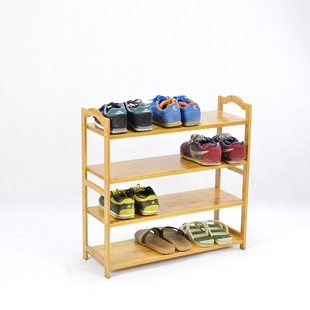 竹鞋架全竹实木置物架收纳防尘平板厚款家用简易组装鞋架特价包邮