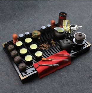 整套紫砂功夫茶具套装 实木茶盘陶瓷茶具套装 电热炉茶具特价