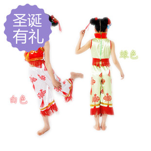 新款中国节女童表演服舞台装表演儿童民族服庆丰收舞蹈服装