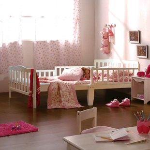 宜家实木简易婴儿儿童床带护栏加高加大男孩女孩幼儿床书桌床