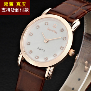 邦顿正品真皮女士瑞士手表女生韩版经典复古香港手表