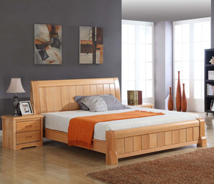 实木床 1.8米/1.5米 双人床 婚床 进口榉木 大床  特价包邮