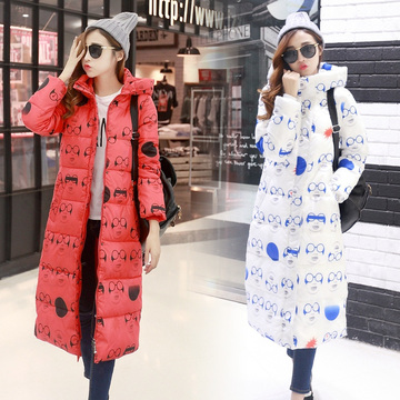 2015新款韩版超长款修身加长款防寒保暖羽绒棉服女棉衣