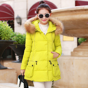 2015冬装新款韩版中长款羽绒棉服修身加厚保暖大毛领棉衣女外套