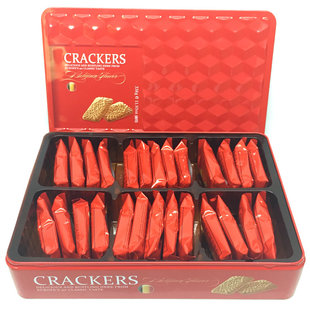 香港进口CRACKERS比利时焦糖脆饼干338g结婚喜庆回礼送礼红色铁盒