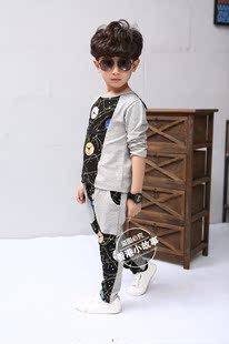 2016春季促销新款儿童男童时尚套装中段3到8岁两件套条纹亮点星星