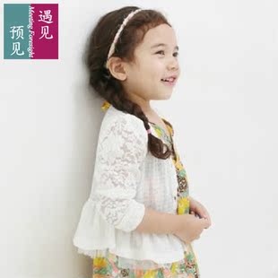 韩版童装儿童防晒衣蕾丝开衫外套纯棉超薄透气女童防晒衣防紫外线