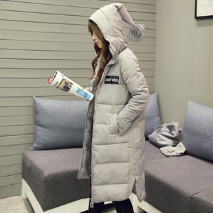 韩版少女冬装新款修身棉衣中长款显瘦外套时尚过膝加厚棉服