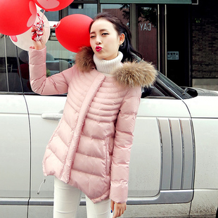 2015冬装新款韩版中长款时尚休闲棉衣棉服貉子毛领气质女装外套潮