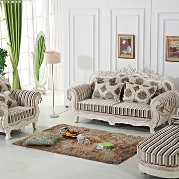 洛克巴克欧式沙发现代简约客厅法式布艺沙发组合实木雕花新古典风