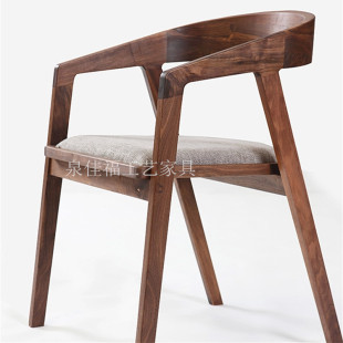 肯尼迪实木总统椅 扶手曲木椅 弧形靠背椅 餐椅实木软包椅