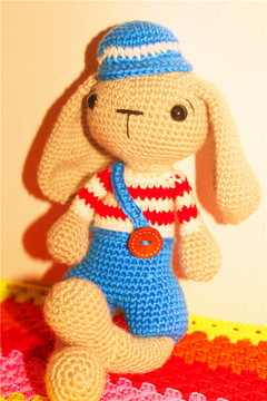 【晨妈编织屋】手工毛线DIY钩针编织玩偶水手兔子成品  材料包