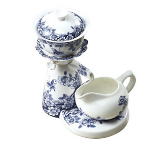 X6青花陶瓷茶具四季茶香青花瓷佛山石湾茶具套装自动泡茶器