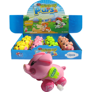 12只彩盒展示上链发条聪明小猪猪摇头摆尾 儿童玩具批发厂家650