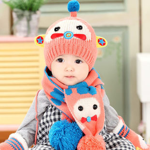 婴儿帽韩版新款儿童帽子秋冬季护耳帽男童女童宝宝帽子围巾2件套