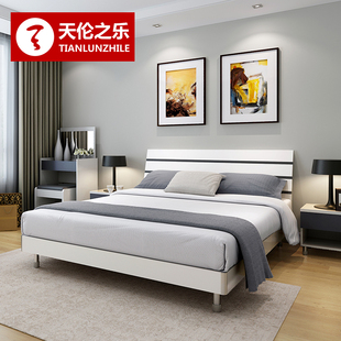 卧室成套家具组合 现代简约板式床1.5米婚床1.8米双人床白色床