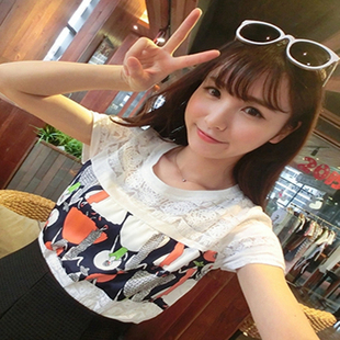 【天天特价】夏季加大码短袖t恤女韩国显瘦胖mm200斤学生印花上衣