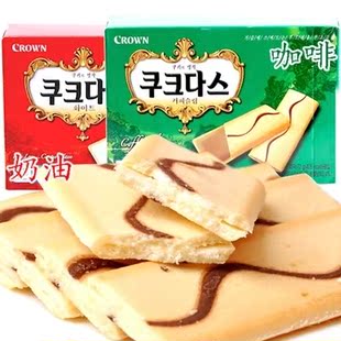 韩国进口Crown可拉奥奶油蛋卷咖啡蛋卷72g 早餐代餐饼干零食