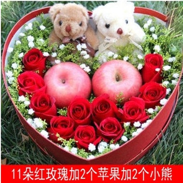 圣诞节红玫瑰苹果巧克力礼盒重庆鲜花速递江北碚渝北培西南大学城
