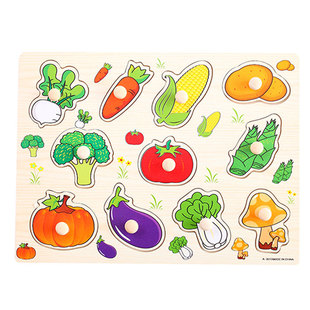 蔬菜动物形状手抓板拼板儿童宝宝木制拼图益智玩具1-3-5岁包邮