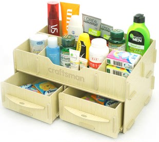 木质桌办公收纳盒面化妆品饰品整理盒家居用品归类盒药瓶收纳盒带