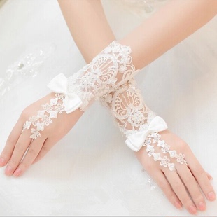 新款新娘结婚 短款小花边勾指 浪漫短款婚纱手套