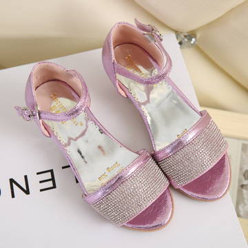 2015韩版女童凉鞋 夏季儿童公主高跟鞋 水钻鱼嘴童鞋