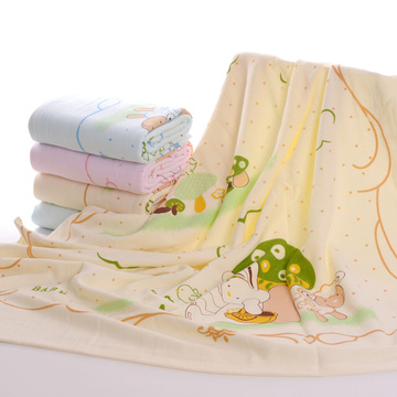 三妹正品竹纤维儿童浴巾0067纱布印花小兔毛巾被宝宝复合被包邮