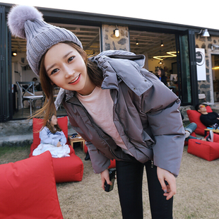 2015韩国代购冬季短款连帽棉衣 加厚羽绒棉服女 显瘦宽松外套新款