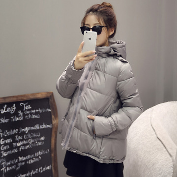 2015冬季韩版加厚短款棉衣女A字型棉服大码小棉袄连帽面包服学生