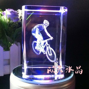 3D内雕水晶音乐盒摆件创意生日礼物浪漫山地自行车送女友男友礼物