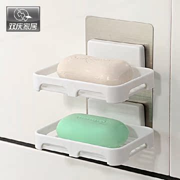 双庆卫生间强力吸盘无痕贴皂盒肥皂沥水盒时尚创意香皂盒皂托皂架