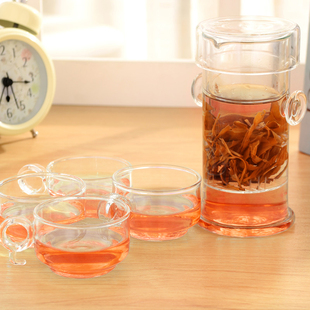 玻璃红茶泡茶器功夫茶具茶杯双耳不锈钢过滤杯 小茶壶冲茶器套装