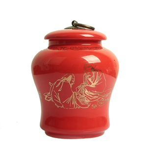 茶叶罐 陶瓷密封罐带盖铜扣红茶茶叶罐中号高档陶瓷茶叶罐特价