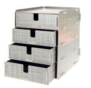 创意木质多功能办公室A4抽屉收纳盒桌面储物盒办公文件资料整理盒