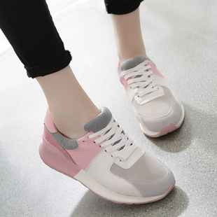 2015秋季韩版大码厚底女运动鞋 内增高跑步鞋单鞋 学生透气休闲鞋