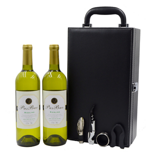 帕斯堡 干白葡萄酒双支红酒礼盒皮箱装 法国原酒进口特价