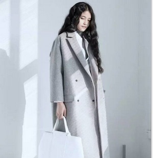 芦荟派2015冬季新品日系复古设计感超强的连帽高级毛呢长款大衣女
