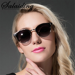 萨莱丁2016新款女士偏光太阳镜圆形墨镜彩膜反光司机镜潮个性眼镜
