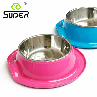 Super休普宠物用品 猫碗 狗碗 狗食盆 不锈钢 防漏宠物碗 卷边碗