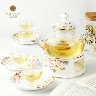【品来运】加厚玻璃茶具套装创意骨瓷花茶壶茶杯耐热过滤功夫茶具