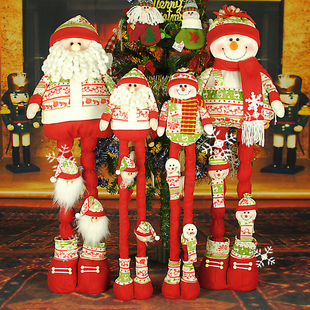 圣诞老人圣诞雪人娃娃圣诞伸缩娃娃圣诞老人公仔圣诞礼物酒店布置
