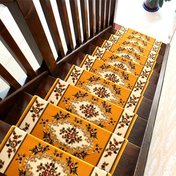 欧式黄色楼梯踏步垫 实木楼梯垫子 垫楼梯地毯防滑脚垫免胶地垫