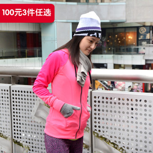 女子跑步健身保暖外套 秋冬透气防风运动外套 户外运动抓绒外套