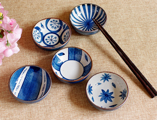 日系和风宋青瓷 全手工高温釉下彩 陶艺小酱碗 五色套装