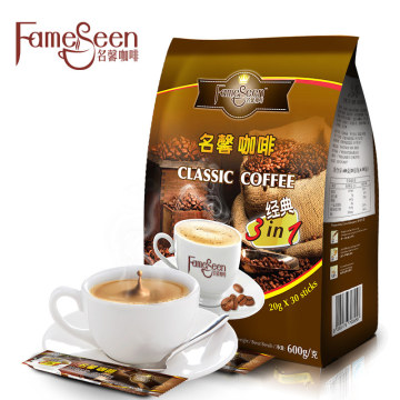 马来西亚进口名馨经典三合一特浓速溶咖啡 袋装咖啡粉30条600g