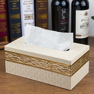 坤福 桌面皮革纸巾盒 创意欧式大号收纳纸抽抽纸盒 家用车用客厅