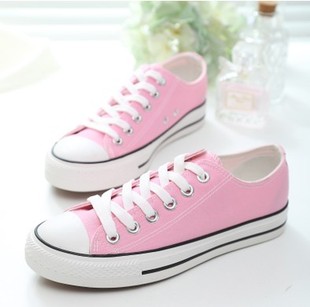 包邮经典粉色帆布鞋韩版潮低帮平底粉红色布鞋子休闲鞋学生女板鞋