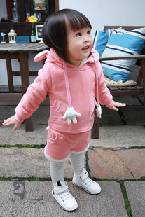 2015韩版新款女童加绒加厚套装女宝宝保暖冬装3个月到3岁